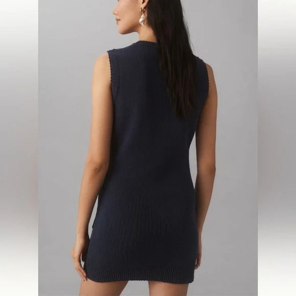 Reformation Catalina Cotton Mini Dress Navy Blue - Picture 2 of 8